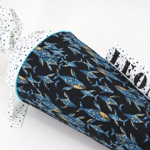 Cartable personnalisé en tissu | Cône de sucre | baleine | avec nom | Filles Garçons