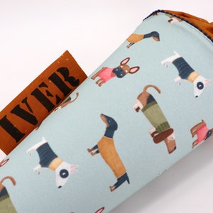 Cartable personnalisé en tissu | Défilé de chiens | avec nom | Filles Garçons