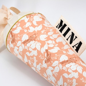 Cartable personnalisé en tissu | Cône de sucre | fleurs | avec nom | Filles Garçons