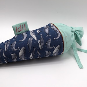 Cartable personnalisé en tissu | Cône de sucre | avec nom | baleine