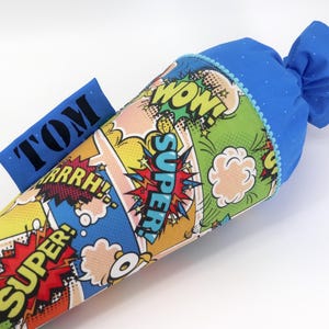 Cornet d'école en tissu personnalisé avec nom - Bande dessinée