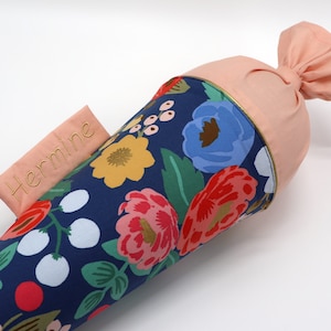 Cartable personnalisé en tissu | Cône de sucre | avec nom | Fleurs sauvages