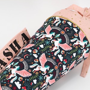 Cartable personnalisé en tissu | Cône de sucre | Licorne | avec nom | Filles Garçons