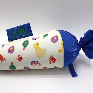 Cartable personnalisé en tissu | Cône de sucre | avec nom | poisson