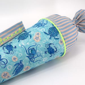 Cornet d'école en tissu personnalisé avec nom - Océan