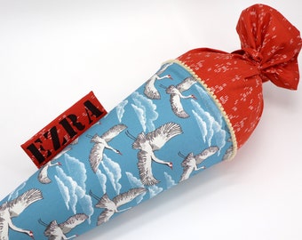 Personalized fabric school cone with cranes and name