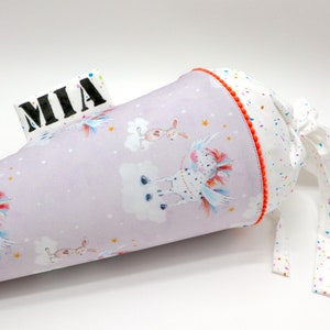 Cartable personnalisé en tissu | Cône de sucre | Poney rose | avec nom | Filles Garçons