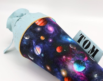Personalized fabric school cone | Candy cone | Space | with name | Girls and boys