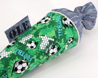 Personalized school bag made of fabric | Sugar cone | with name | Football