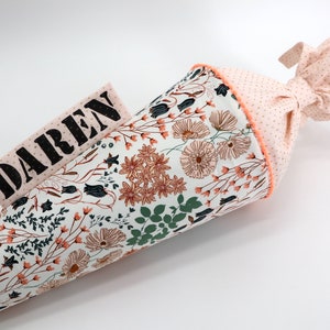 Cartable personnalisé en tissu | Jacinthes des bois et renoncules crépuscule | avec nom | Filles Garçons
