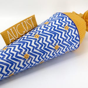 Cornet d'école en tissu personnalisé avec nom - soleil et vagues