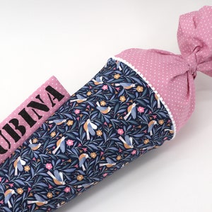 Cartable personnalisé en tissu | Cône de sucre | avec nom | Oiseau