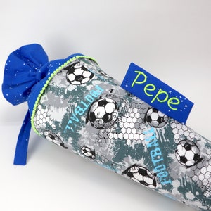 Cartable personnalisé en tissu | Cône de sucre | Football | avec nom | Filles Garçons