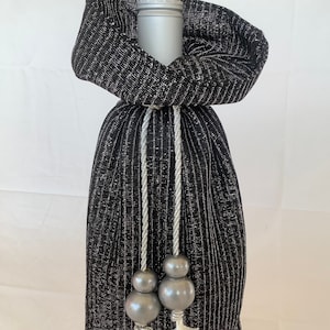 Sheer Black & Silver striped Voile Wine Bottle Bag, Gift Bags, Wine Bags