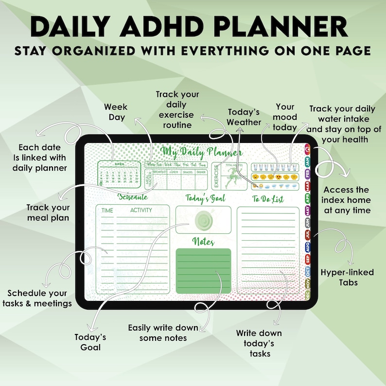 Adhd digital planner adhd digital daily planner for etsy