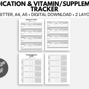 Medication Tracker Printable丨Vitamin and Supplement Tracker丨Medication List Organizer丨Medication Log Printable丨Supplement Tracker