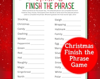 Christmas Finish the Phrase | Finish the Phrase Christmas Game | Printable Christmas Game