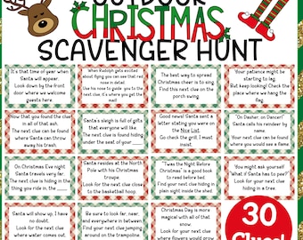 Outdoor Christmas Treasure Hunt丨Christmas Scavenger Hunt Cards丨Christmas Scavenger Hunt Riddles丨Christmas Treasure Hunt Clues