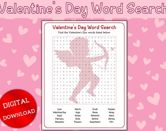 Valentine's Day Word Search丨Valentine's Word Search Printable丨Printable Valentine's Day Game