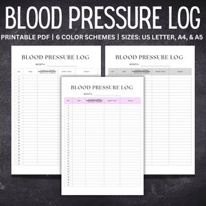 Blood Pressure Log Printable丨Blood Pressure Chart丨Blood Pressure Tracker Sheet丨Weekly Blood Pressure Log丨Daily Blood Pressure Chart