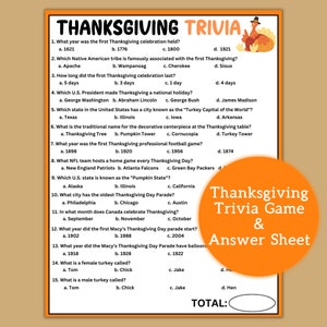 Thanksgiving Trivia | Thanksgiving Trivia Game | Thanksgiving Printable Games | Thanksgiving Quiz | Friendsgiving Game
