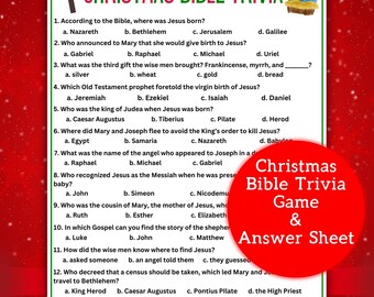 Christmas Bible Trivia Game丨Printable Bible Trivia丨Printable Christmas Game丨Bible Trivia Game for Kids and Adults丨Church Christmas Game