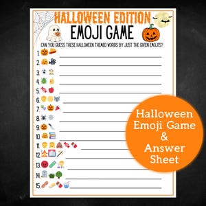 Halloween Emoji Game | Printable Halloween Games | Halloween Games for Kids and Adults | Classroom Halloween Games