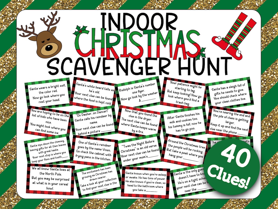 Indoor Christmas Treasure Hunt丨christmas Scavenger Hunt Cards丨christmas
