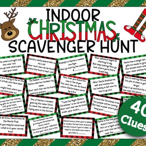Indoor Christmas Treasure Hunt丨Christmas Scavenger Hunt Cards丨Christmas Scavenger Hunt Riddles丨Christmas Treasure Hunt Clues