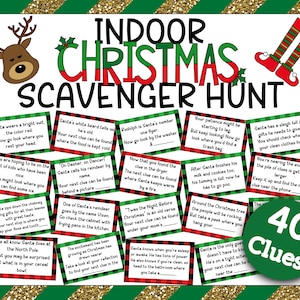 Indoor Christmas Treasure Hunt丨Christmas Scavenger Hunt Cards丨Christmas Scavenger Hunt Riddles丨Christmas Treasure Hunt Clues