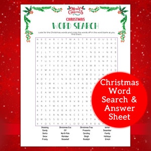 Christmas Word Search丨Christmas Word Search For Kids Printable丨Christmas Word Search Puzzle丨Christmas Word Search with Answers
