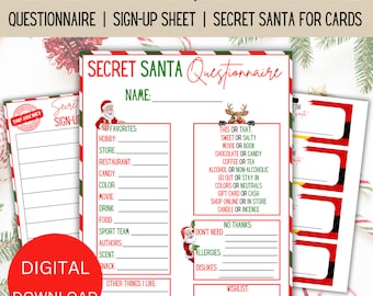 Secret Santa Questionnaire Printable丨Secret Santa Survey丨Secret Santa Gift Exchange丨Secret Santa Gift Questionnaire丨Work Secret Santa