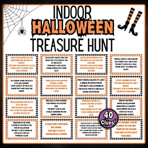 Búsqueda del tesoro de Halloween para niños丨Búsqueda del tesoro en interiores丨Acertijos de búsqueda del tesoro丨Pistas de búsqueda del tesoro丨Juegos imprimibles de Halloween para niños