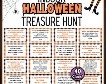 Halloween Scavenger Hunt for Kids丨Indoor Treasure Hunt丨Scavenger Hunt Riddles丨Treasure Hunt Clues丨Halloween Printable Games for Kids