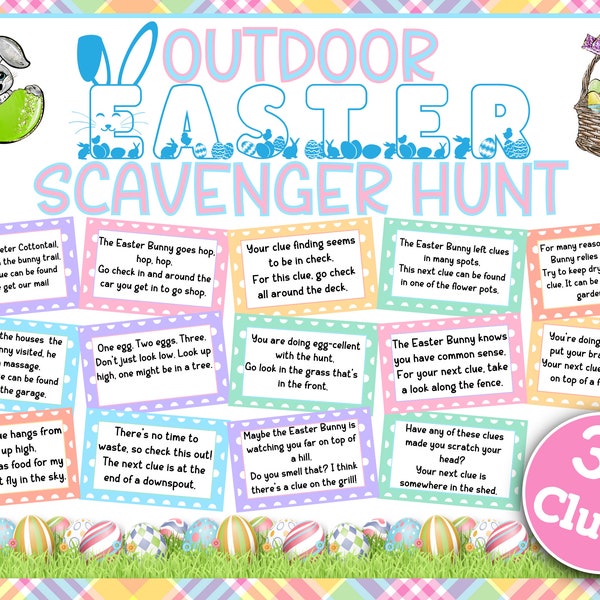 Outdoor Easter Scavenger Hunt丨Easter Scavenger Hunt Clues丨Easter Scavenger Hunt Riddles丨Eater Egg Treasure Hunt Clues