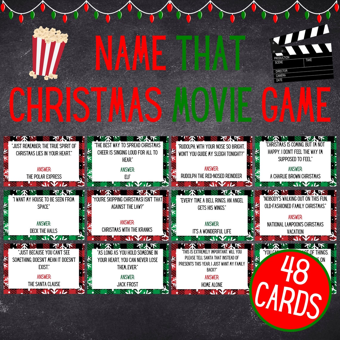 Name the Christmas Movie Game Christmas Movie Trivia Printable ...