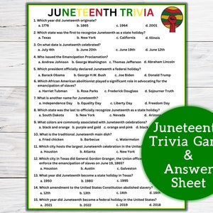 Juneteenth Trivia Game Printable | African American History Quiz ...
