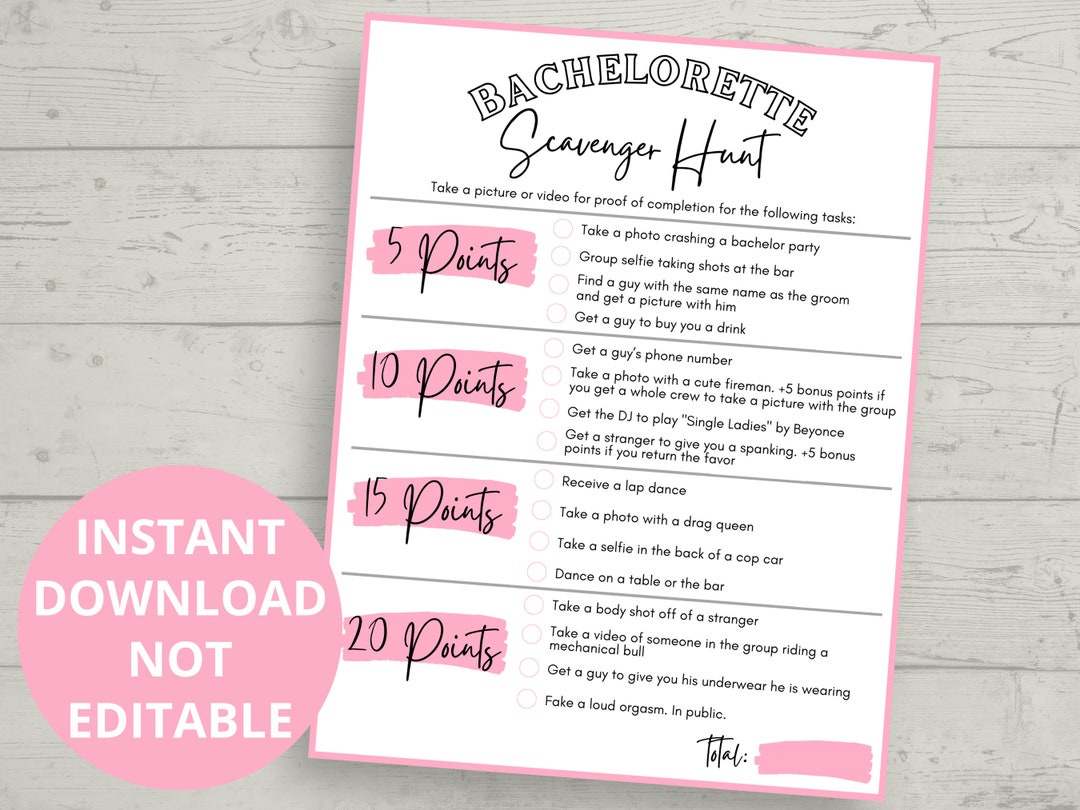 Bachelorette Scavenger Hunt Printable | Bachelorette Party Scavenger