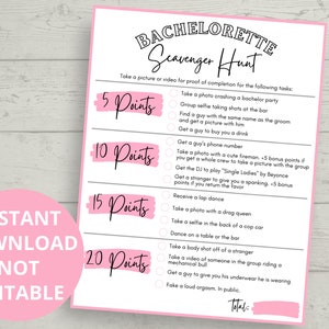 Bachelorette Scavenger Hunt Printable | Bachelorette Party Scavenger Hunt | Hen Scavenger Hunt Printable | Bachelorette Party Game