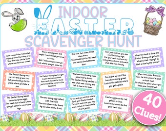 Indoor Easter Scavenger Hunt丨Easter Egg Hunt Clues丨Easter Treasure Hunt Riddles丨Easter Egg Treasure Hunt Clues