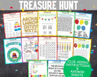 Birthday Treasure Hunt for Kids | Indoor Scavenger Hunt Riddles | Printable Birthday Game for Older Kids Party