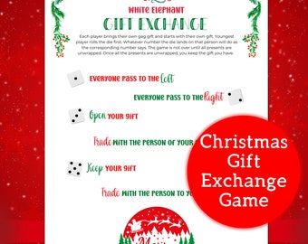 Christmas Gift Exchange Game丨White Elephant Gift Exchange Game丨Christmas Dice Game Printable丨Christmas Exchange Dice Game丨Gift Swap Game