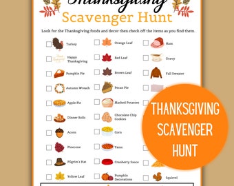 Thanksgiving Scavenger Hunt for Kids | Thanksgiving Scavenger Hunt Printable | Thanksgiving Printable Game | Thanksgiving Party Game