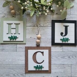 Name or initial farmhouse shiplap square ornament