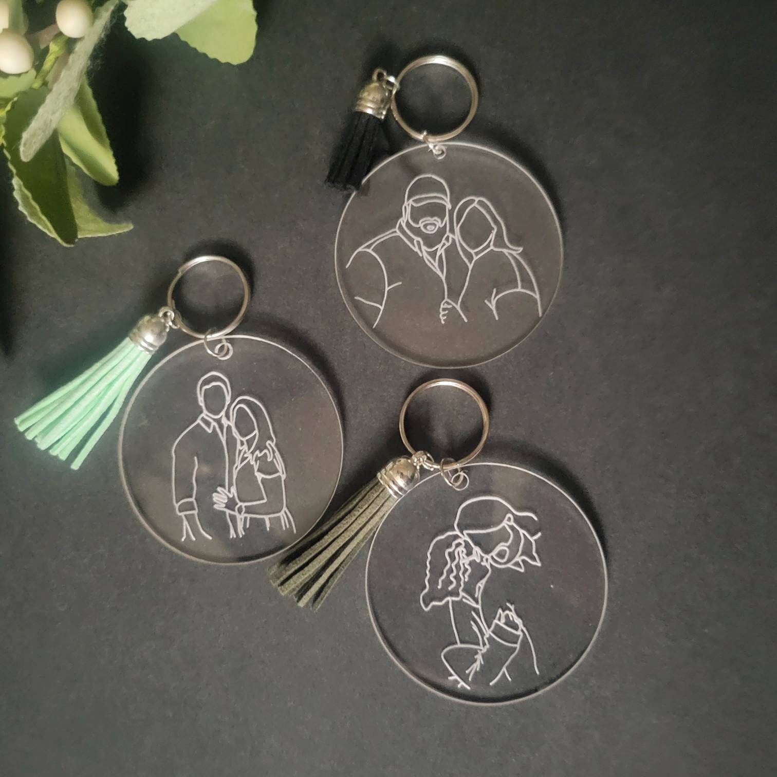 Personalized Photo Outline Engraved Acrylic Keychain - Etsy