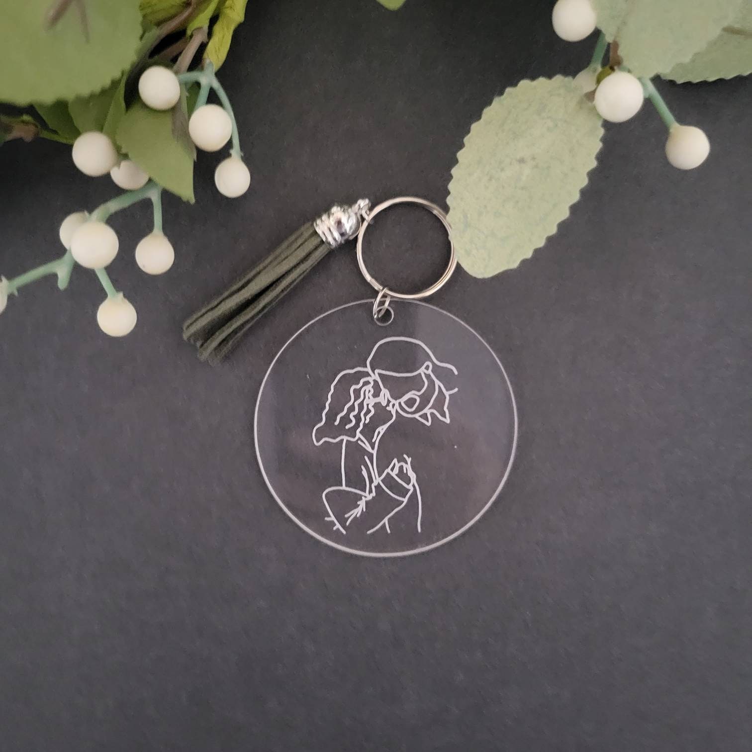 Personalized Photo Outline Engraved Acrylic Keychain - Etsy