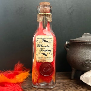 Phoenix Feathers Potions Ingredient Replicas - Decorative Glass Potion Bottles - Mystical Witchy Decor