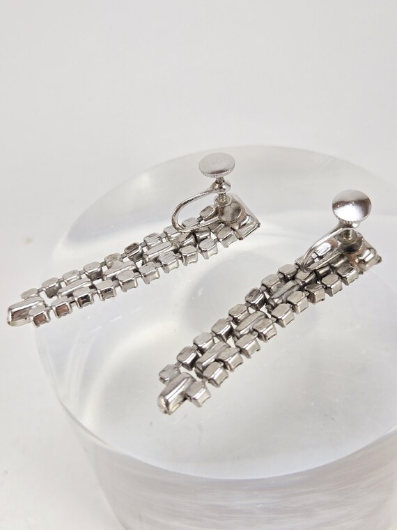 VTG Clear Rhinestone Screwback Dangle Earrings. 1… - image 8