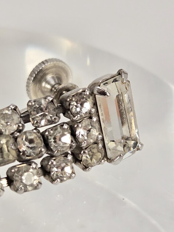 VTG Clear Rhinestone Screwback Dangle Earrings. 1… - image 4