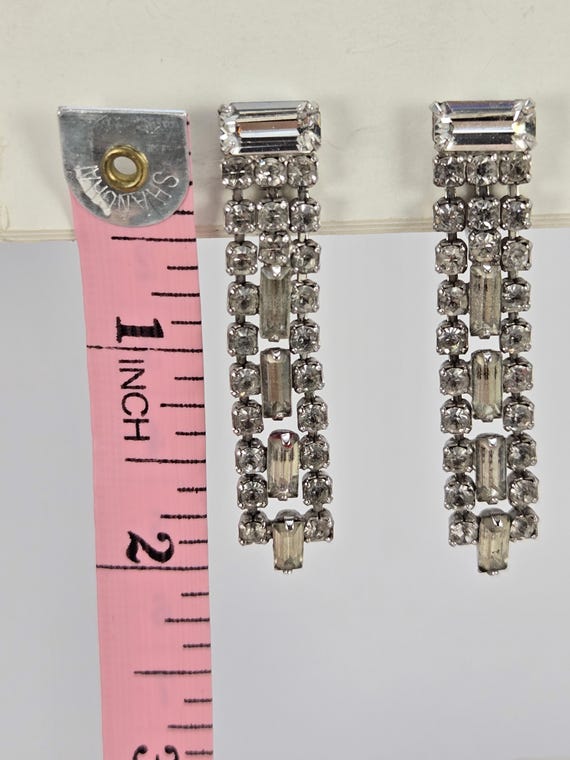 VTG Clear Rhinestone Screwback Dangle Earrings. 1… - image 9